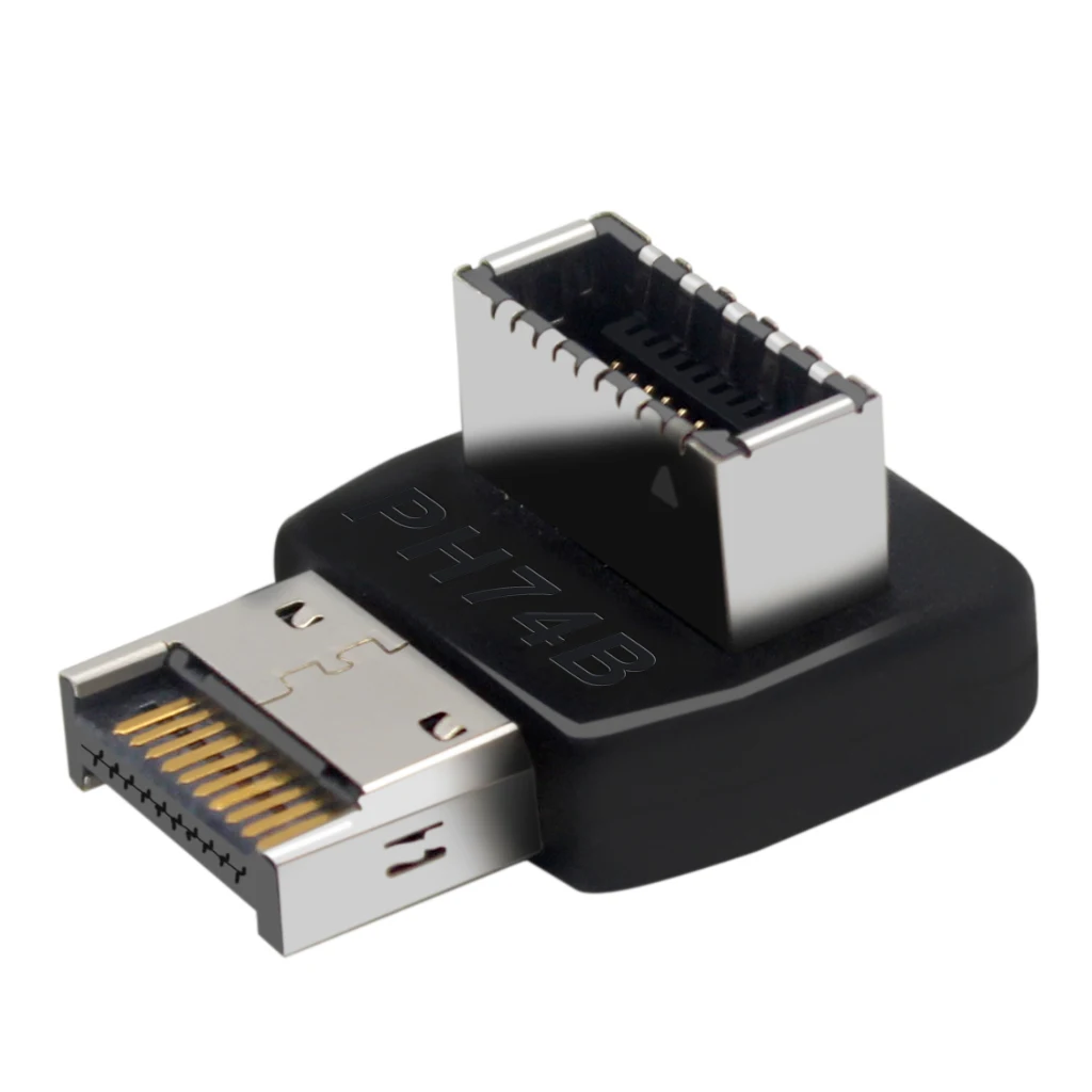 Adaptador de conector USB USB3.1 10G USB3.2 20G TYPE-E caja adaptadora convertidora de 90 grados enchufe frontal tipo C para placa base de computadora