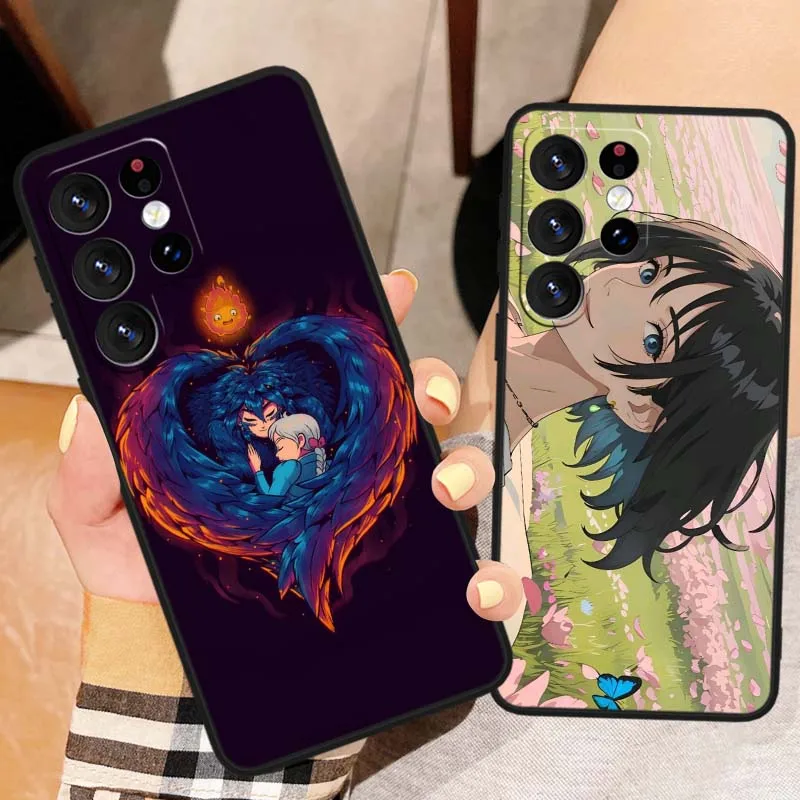 Castillo de corte Anime para Samsung Galaxy S25 S24 S23 S22 S21 S20 S10 S9 S8 FE Lite Ultra Plus 5G funda de teléfono negra - imagen 2