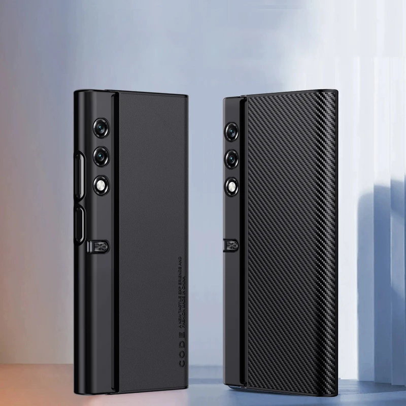 Funda de cuero para teléfono Huawei Honor V Purse, carcasa de lujo de fibra de carbono a prueba de golpes, Marco duro para PC, VCA-AN00 - imagen 2