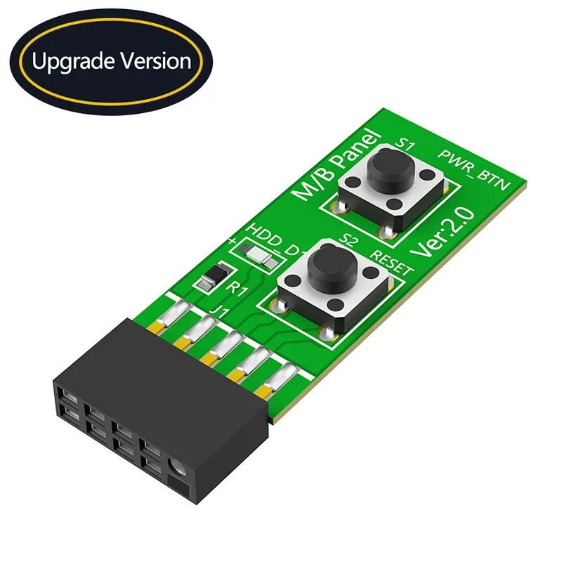 Adaptador de placa de interruptor de botón de encendido/apagado + botón de 2x5 pines a reinicio con indicador LED HDD para sistema operativo Linux WIN7/10/11 para PC de escritorio