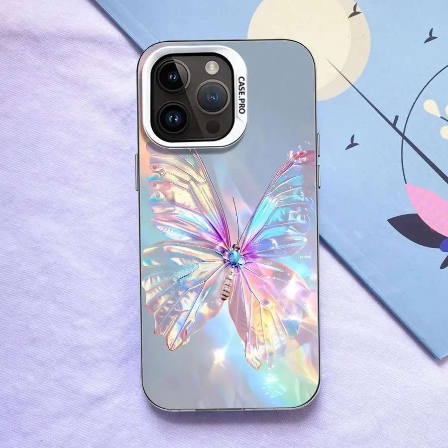 Funda trasera de teléfono para iPhone XS 14 12 16 17 Pro Max 16e 15 Plus 17Air XR 11 13 Mariposa colorida - imagen 5