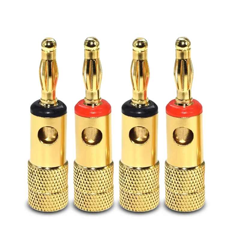 2/4 Uds. Adaptador de enchufe Banana Musical chapado en oro de 4mm amplificador de Audio conector de altavoz