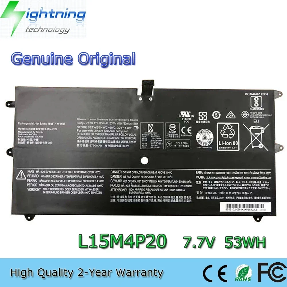 Nueva batería Original para ordenador portátil L15M4P20 7,7 V 53Wh para Lenovo Yoga 900S-12ISK 80ML001XGE 80ML001WGE 80ML001YGE L15L4P20 etc.