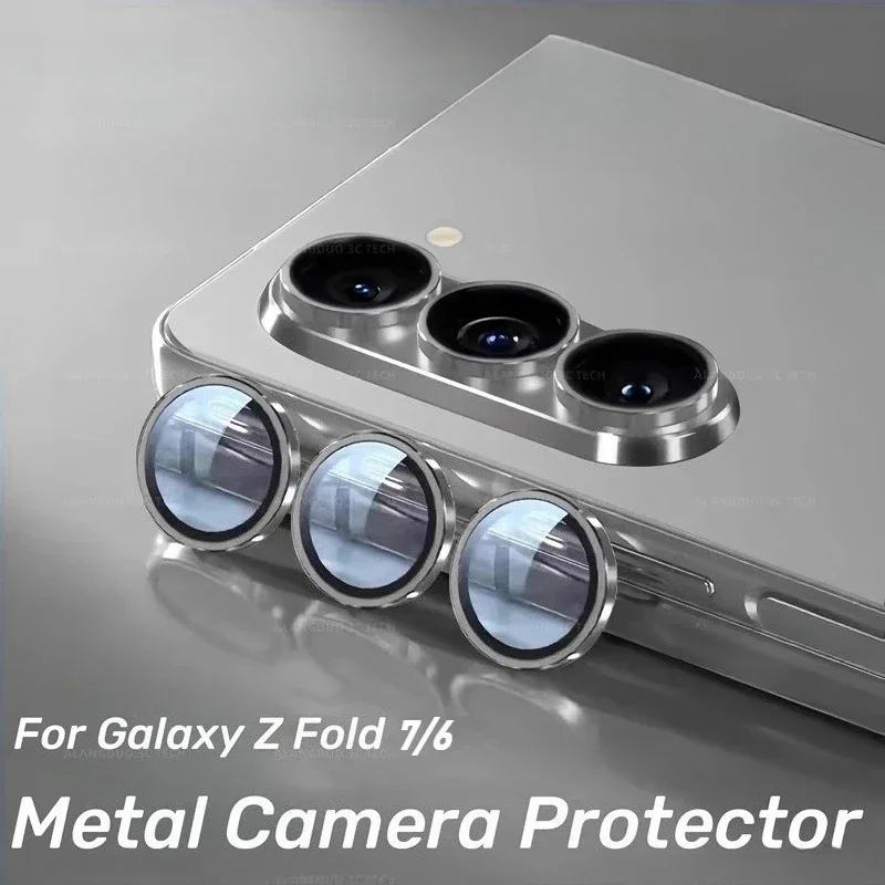 Cubierta de protección de lente de cámara con anillo de Metal integrado HD para Samsung Galaxy Z Fold 7 6 5 4 película protectora de vidrio templado antiarañazos - imagen 3
