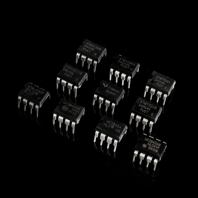 Kit de electrónica de 10 valores, Chip IC de circuito integrado, NE555, UC3842, UC3843, UC3845, 24C02, 24C04, 24C08, 24C16, 24C32, 24C64 - imagen 4