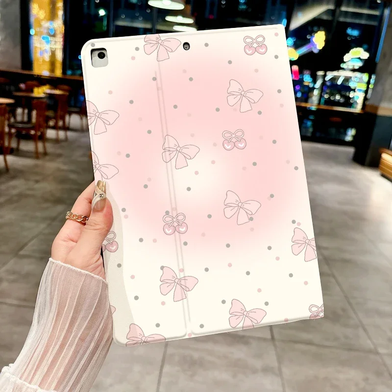 Bonita funda con lazo de cereza de lunares para iPad pro 10/11 pulgadas 2020/6/7th /8th /Air 3rd/Air 4th/9th gen/Air 5th Gen 2022/Air 11 - imagen 2
