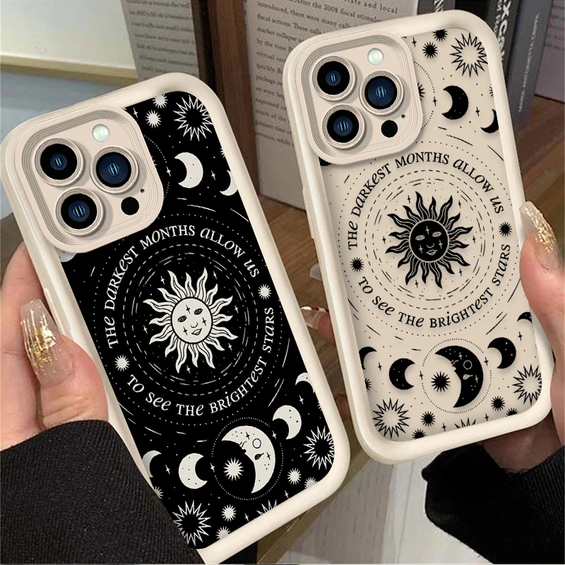 Funda de teléfono con diseño de sol y luna para Oppo Reno12 11 10 Reno8 Reno7 Reno6 Z T F Pro Plus 4G 5G, funda trasera suave de TPU