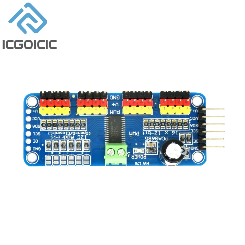 PCA9685PW 16 canales 12 bits PWM Servo Shield Driver interfaz I2C módulo PCA9685 para Raspberry Pi