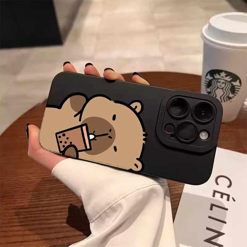 Funda de teléfono con diseño de capibara esmerilado, Ojo de Ángel de dibujos animados para Xiaomi Redmi 13, 12, 14C, 13C, 12C, Redmi Note 14 Pro Plus, 5G, 12S, 11, 10 - imagen 3