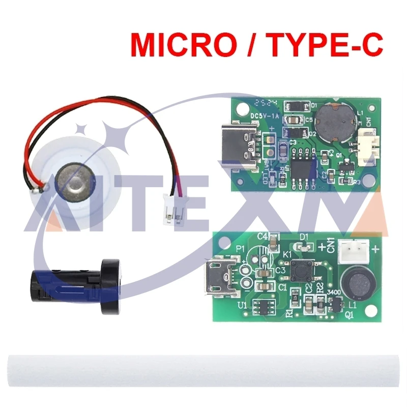 AITEXM USB Mini humidificador DIY Kits generador de niebla y placa de circuito del controlador nebulizador atomización película atomizador hoja Micro TYPE-C USB