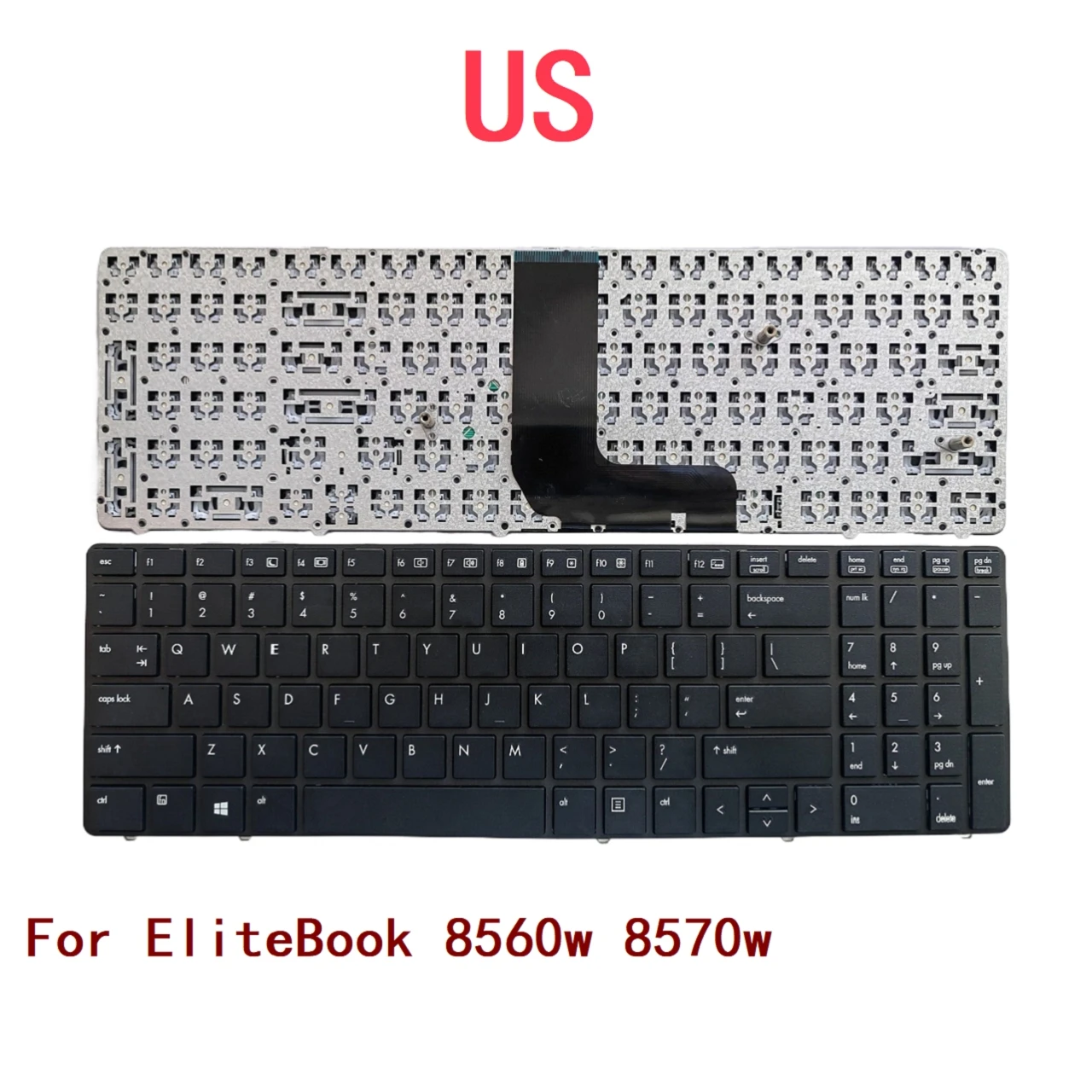Teclado de ordenador portátil para HP EliteBook, reemplazo de PC portátil, 8560w, 8570w, EE. UU., nuevo