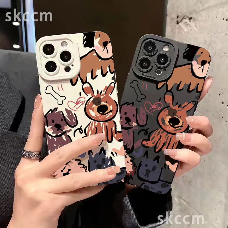 Funda blanda con diseño de perro y grafiti de gatos divertidos para iPhone 11, fundas para iPhone 16 15 Pro Max, iPhone 14, 13, 12 Pro Max, XR X XS 7, 8 Plus