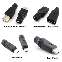 Adaptador DC 5,5x2,1mm a USB-C 5V para portátil