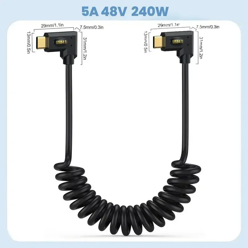 Cable de datos telescópico USB 4,0, cable macho Dual tipo C Lightning Notebook, transmisión de alta velocidad de 40Gbps, línea Coaxial PD de 1,2 M - imagen 3