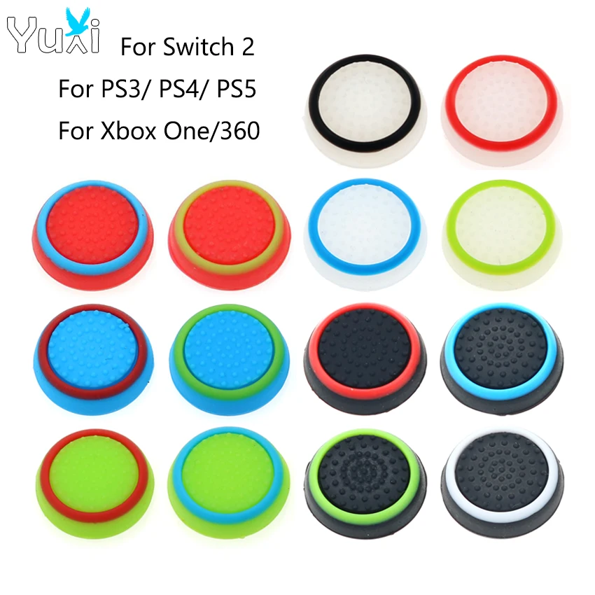 YuXi 4 Uds cubierta de empuñaduras de pulgar de silicona antideslizante para tapas de Joystick Switch2 para controlador PS5 PS4 XBox One/360
