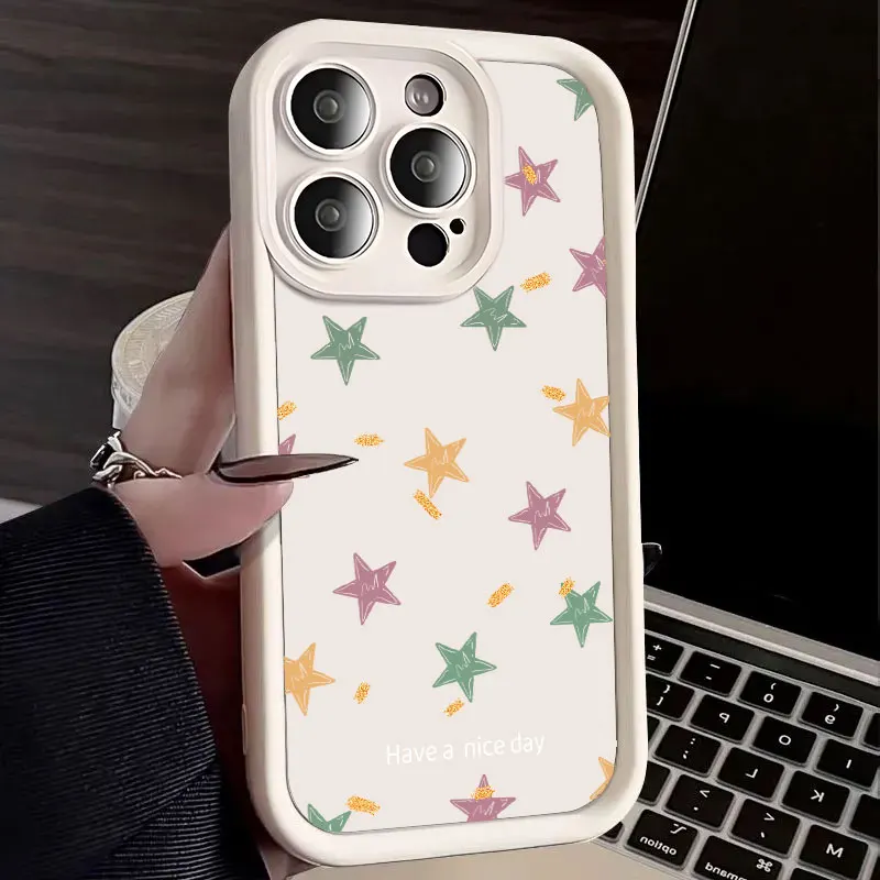 Funda de teléfono para OPPO Reno 13 F 13FS 5G /Reno13 F FS 4G, funda protectora de silicona suave con forma de corazón de amor y estrellas a la moda - imagen 2