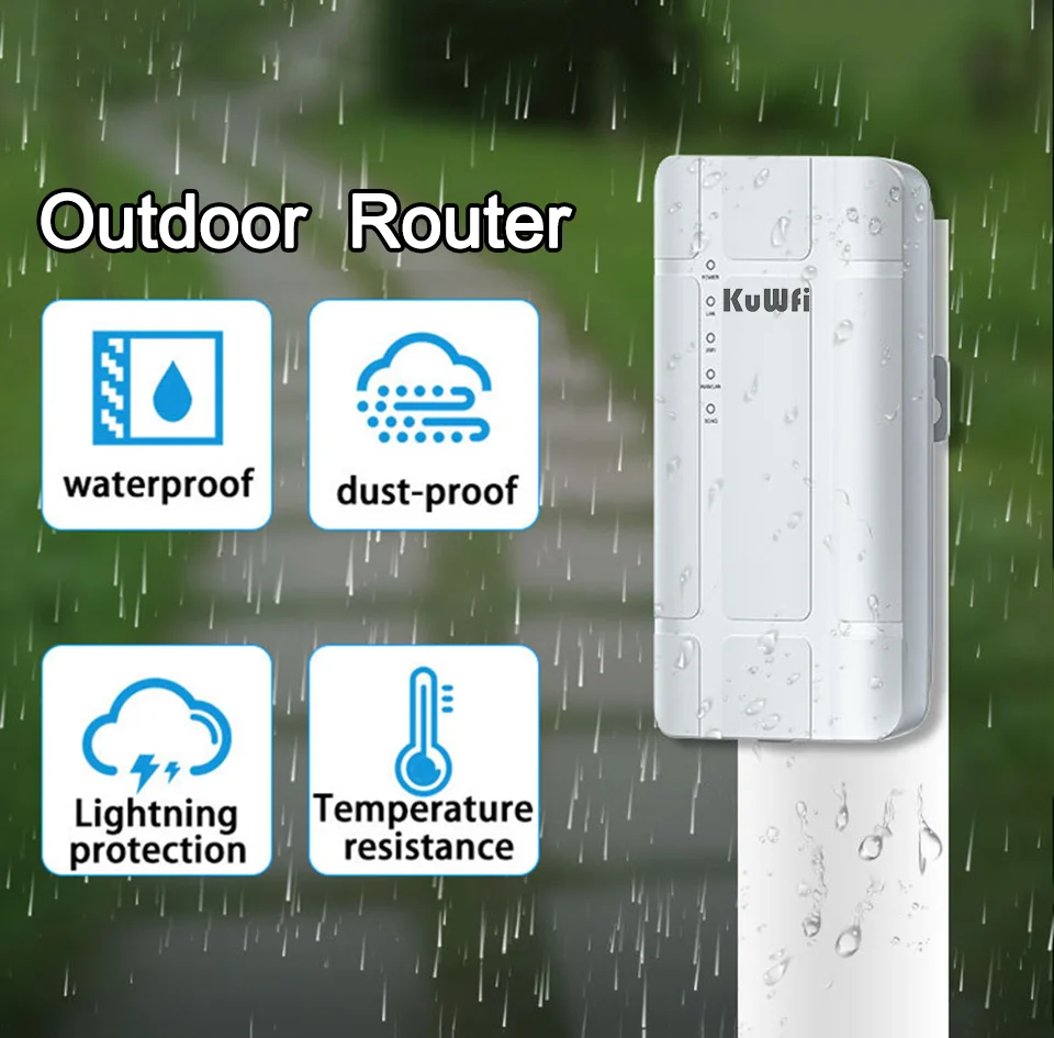KuWFi-enrutador WIFI 4G para exteriores, con tarjeta Sim, adaptador POE de 24V resistente al agua de 300Mbps, antena inalámbrica de alta ganancia para cámara IP - imagen 3