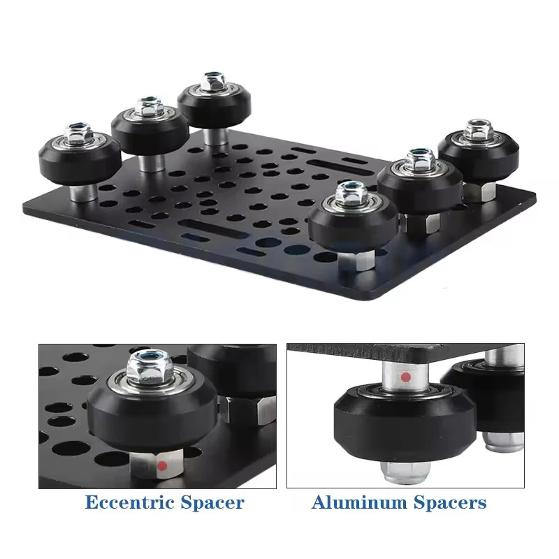 Piezas de impresora 3D, juego de placa de pórtico con ranura en V de 20-80mm con 6 ruedas para Kit POM en V sólido con ranura en V de aluminio negro para piezas de máquinas CNC - imagen 2