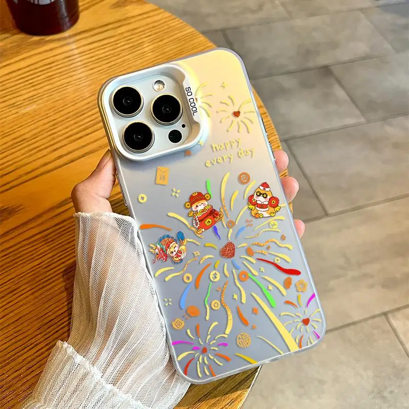 Colorful Fireworks Acrylic Phone Case for iPhone 16E 15 Pro 14Pro Max 13 Mini 15 Plus Screen Protector Casing Shockproof Cover - imagen 3