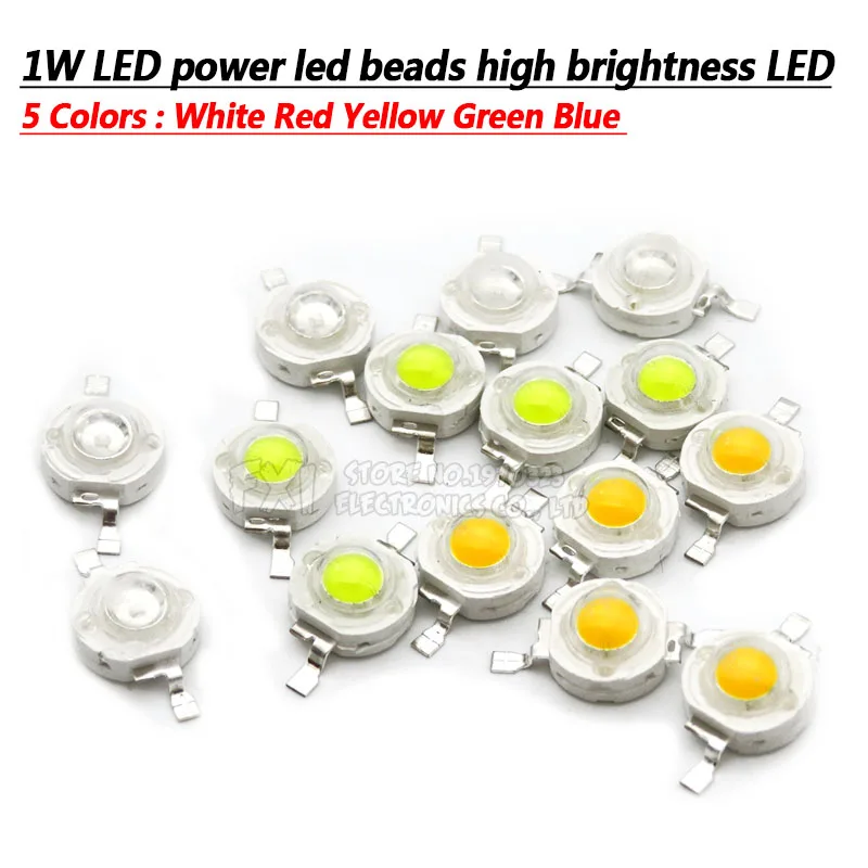 10 Uds 1W LED blanco rojo amarillo verde azul 5 colores cuentas led de alta potencia LED de alto brillo