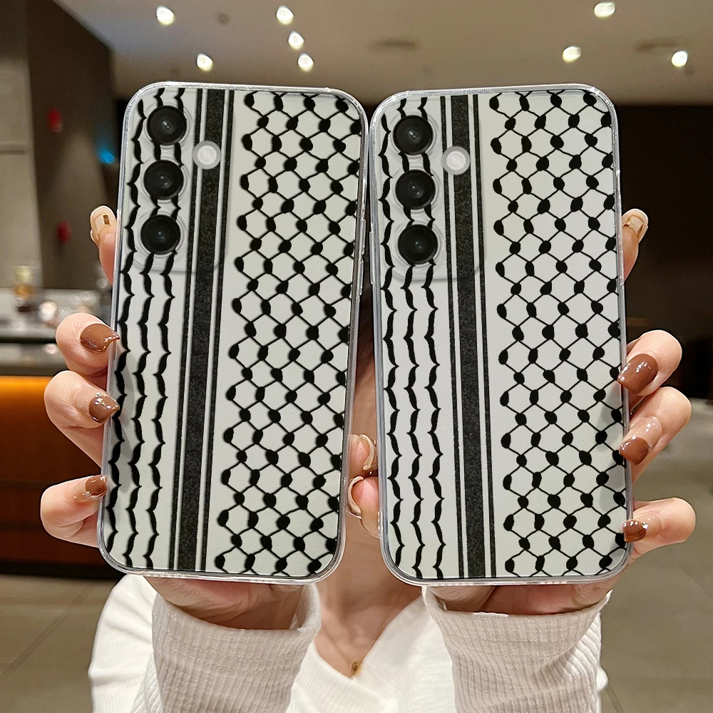 Funda transparente Hattah Keffiyeh para Samsung, A73, A72, A71, A55, A52, A51, A50, A35, A33, A32, A31, A30, A24, A23, A22, A13, A12, A05, 5G