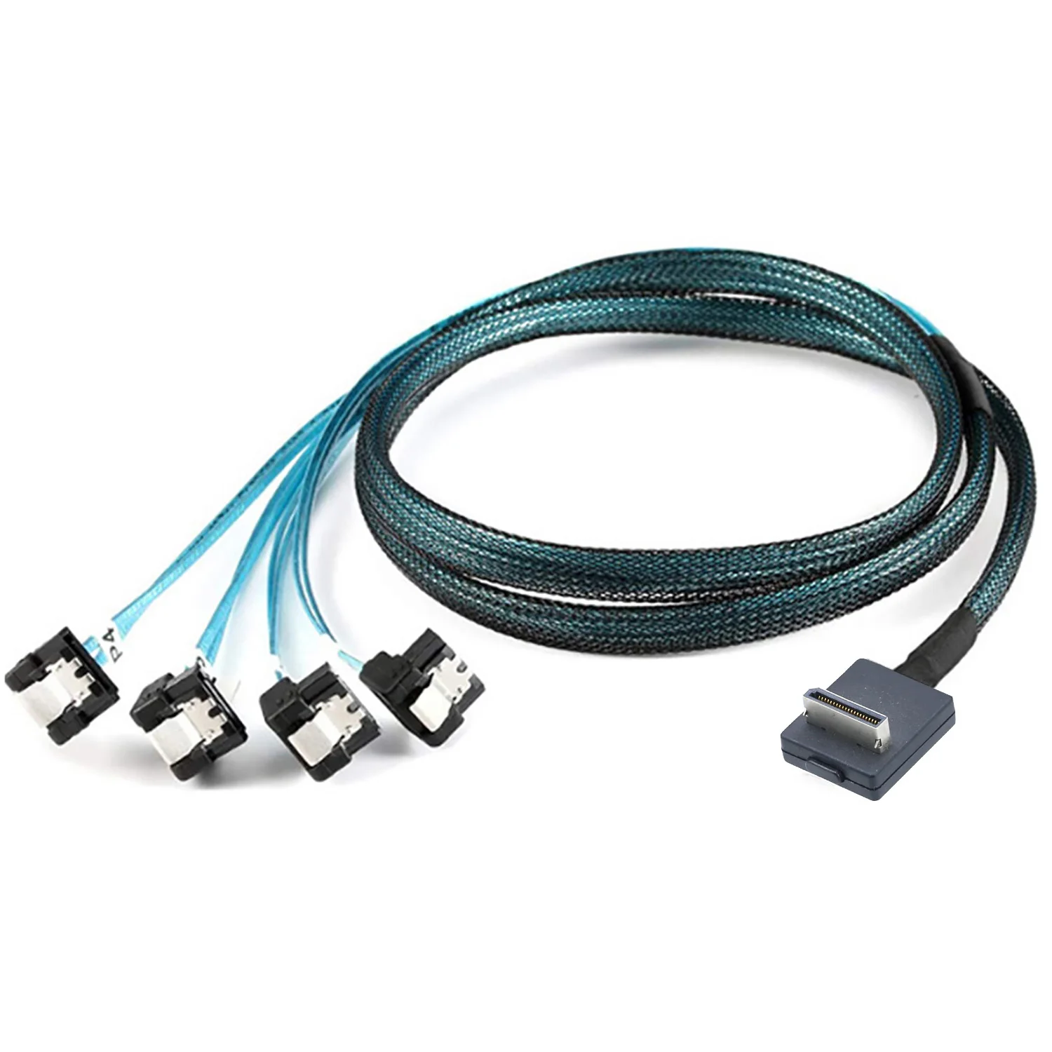 OcuLink PCIe PCI-Express SFF-8611 4i 42P macho de 90 grados a 4X SATA 7P hembra de 90 grados para Cable activo de datos SSD - imagen 5