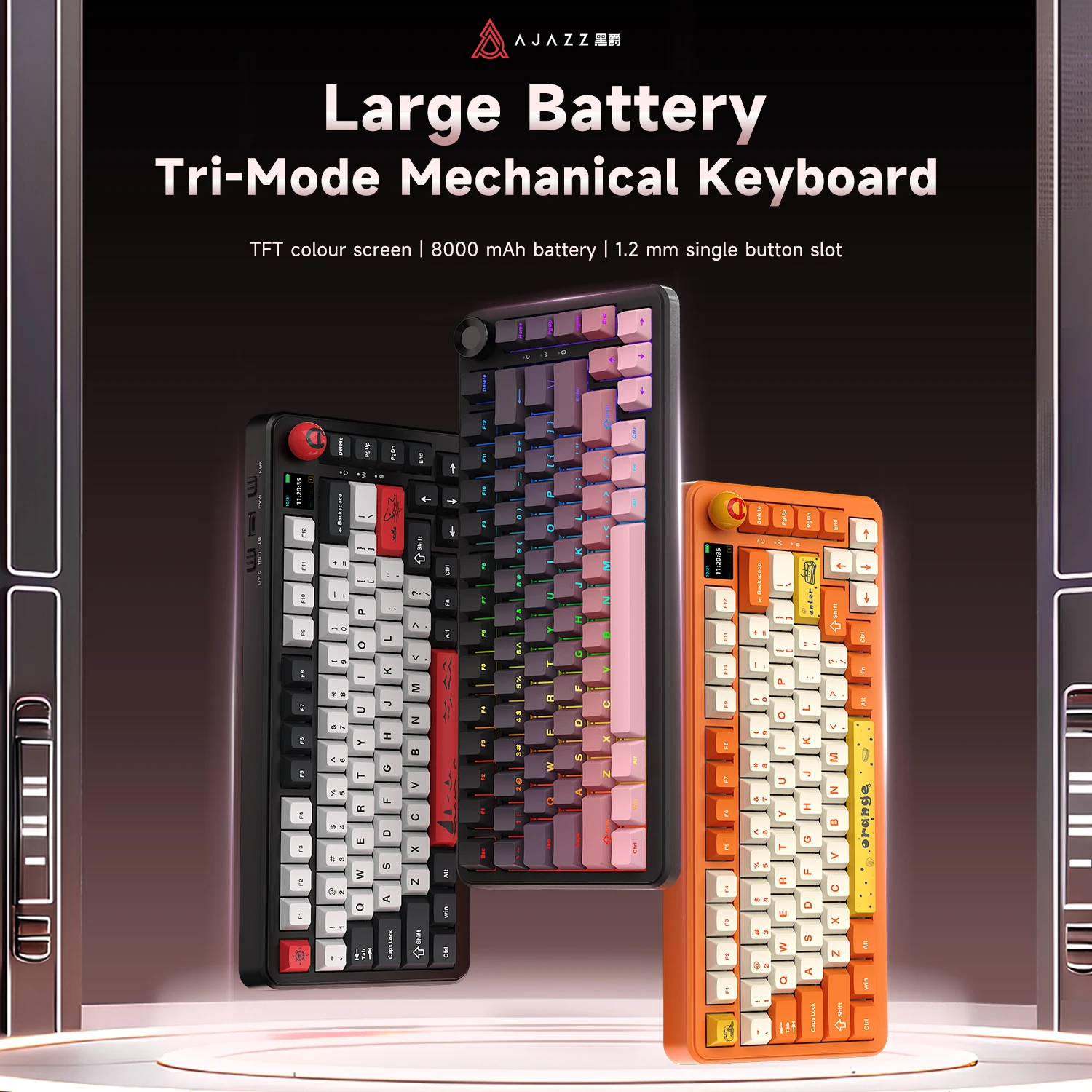 Teclado para juegos AJAZZ AK820 MAX/MAX Plus, modo Tri, junta de 8000mAh, pantalla TFT, teclado mecánico con enchufe caliente, accesorio personalizado para PC