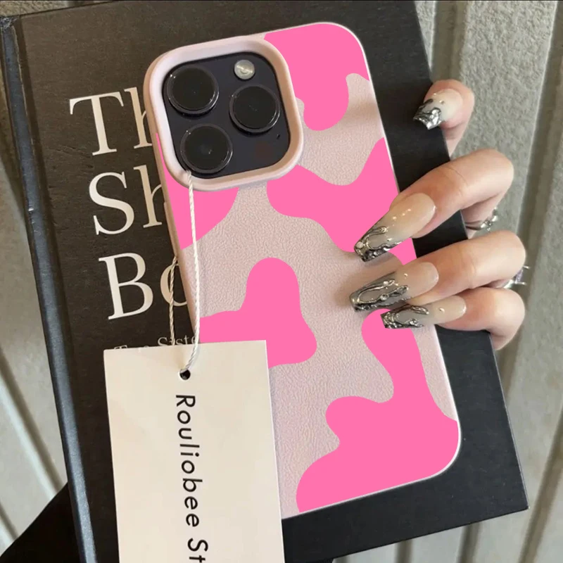 Funda de teléfono con diseño de lichi de vaca roja rosa para iPhone 16 15 14 Pro Max 12 11 13 Pro XS X XR 16 Plus 16e, funda suave a prueba de golpes - imagen 5