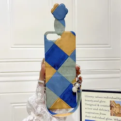 Funda de teléfono para Samsung Galaxy Z Flip 6 5 5G Flip6 Flip5 5G DIY parche Retro correa de muñeca funda dura para teléfono móvil