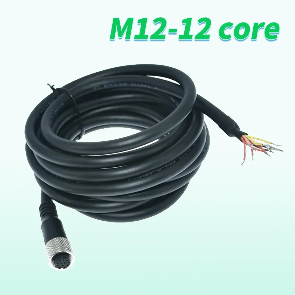 Para Cable de alimentación de cámara Microscan Cognex M12 orificio de cabeza de 8 polos y 12 polos altamente Flexible con cable blindado 1m 2m 3m 5m 10m