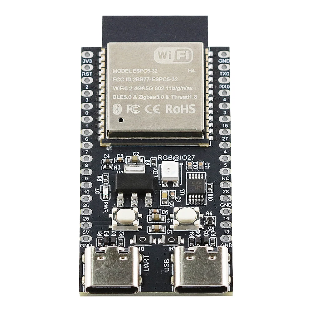 Placa de desarrollo ESP32-C5-DevKitC-1, módulo WiFi de doble frecuencia 2,4G 5GHz con Pin N4 4MB Flash WIFI 6 CH340 30PIN ESP32 C5 - imagen 4
