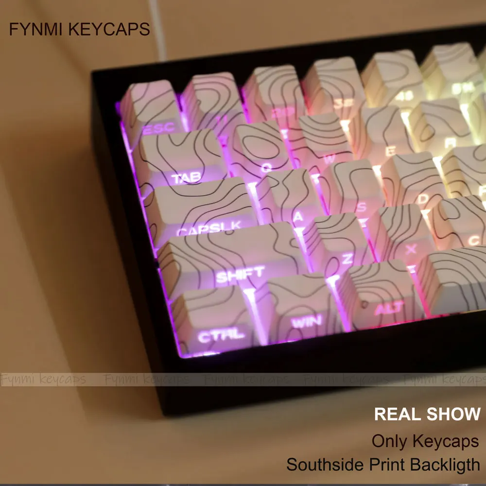 Fynmi Contour-teclas PBT con tema Original, teclas con estampado del lado sur ISO ANSI, 136 teclas para teclado mecánico de tamaño completo - imagen 3