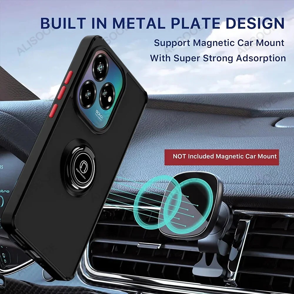 Funda de armadura a prueba de golpes para ZTE Blade V60, Funda inteligente translúcida mate, soporte de anillo, Funda de teléfono para ZTE Blade V60 - imagen 4