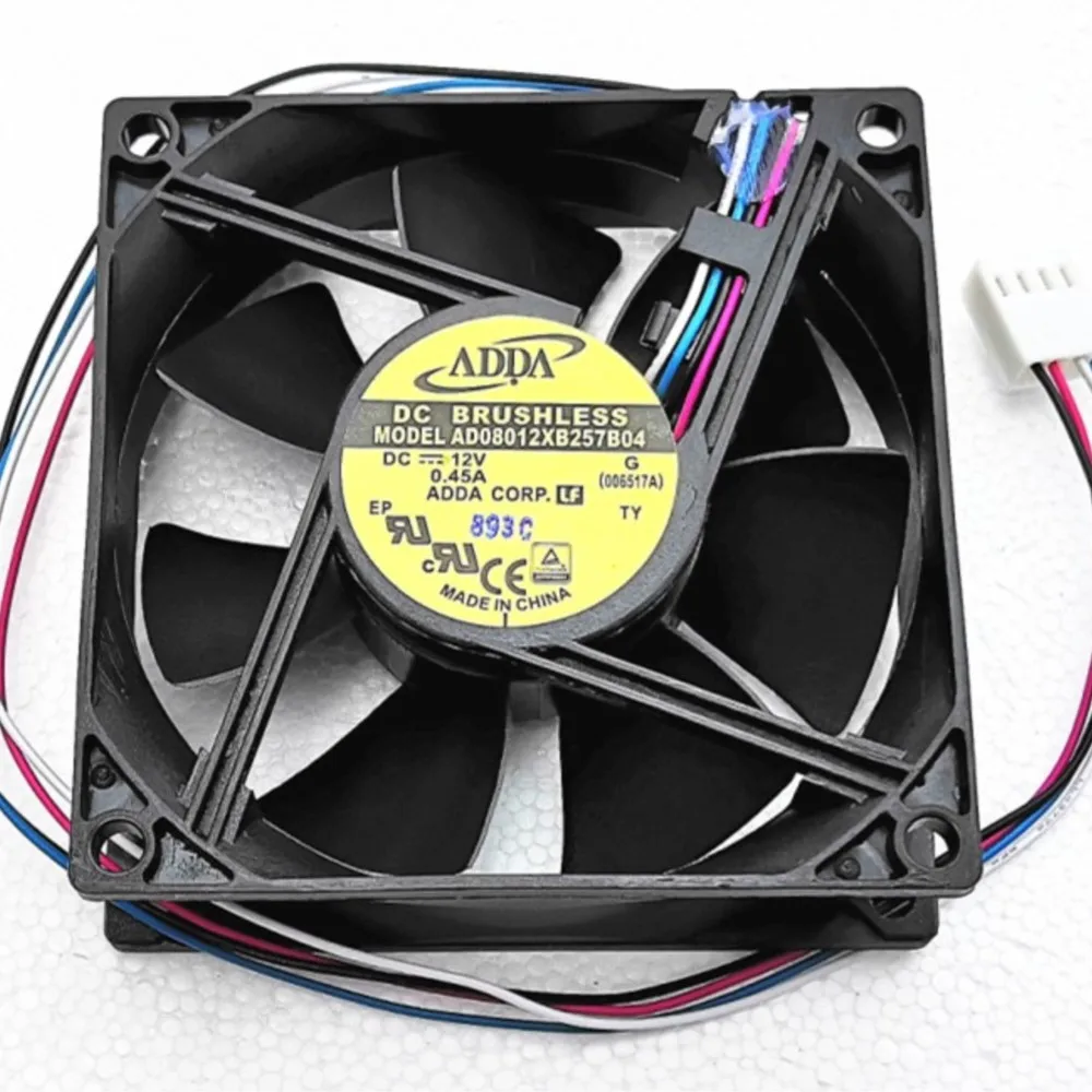 Ventilador axial de 80 mm y 8 cm para ADDA 8025 Ventilador regulado por velocidad de 4 cables de 8 cm, doble rodamiento de bolas, 12 V, 0,45 A, AD0812XB257B04 - imagen 4