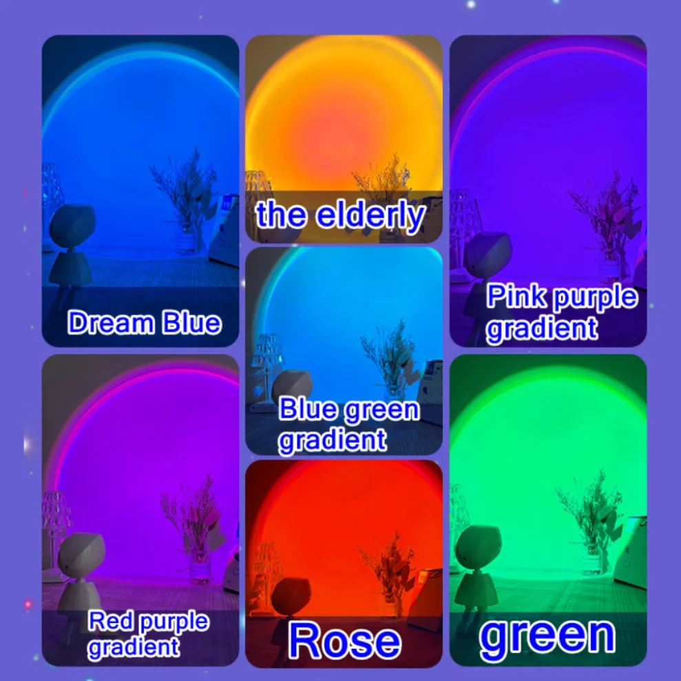 LDHLM lámpara LED de atardecer, proyector de luz nocturna de neón arcoíris, fotografía, iluminación de Ambiente de pared para dormitorio, decoración de habitación del hogar, regalo - imagen 5