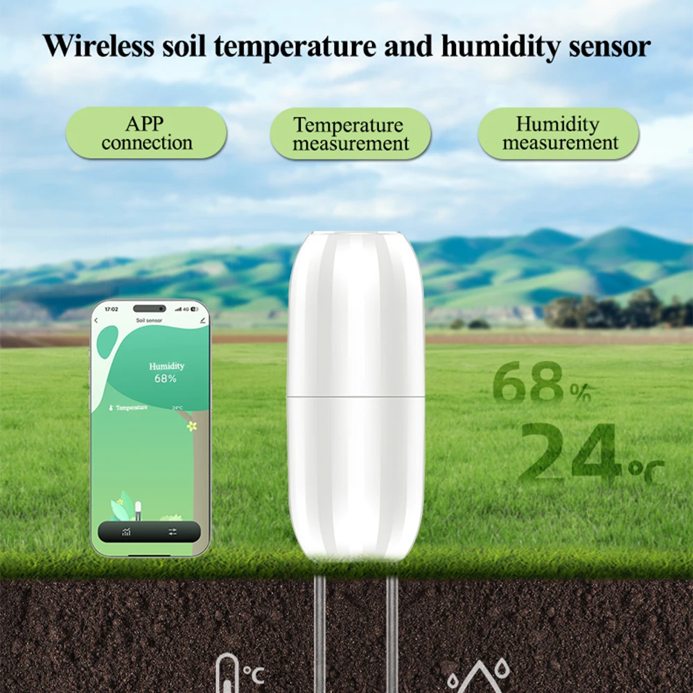 Probador inteligente de temperatura y humedad del suelo inalámbrico Tuya Zigbee, aplicación para teléfono móvil en tiempo Real para plantar tierras de cultivo y jardín - imagen 3