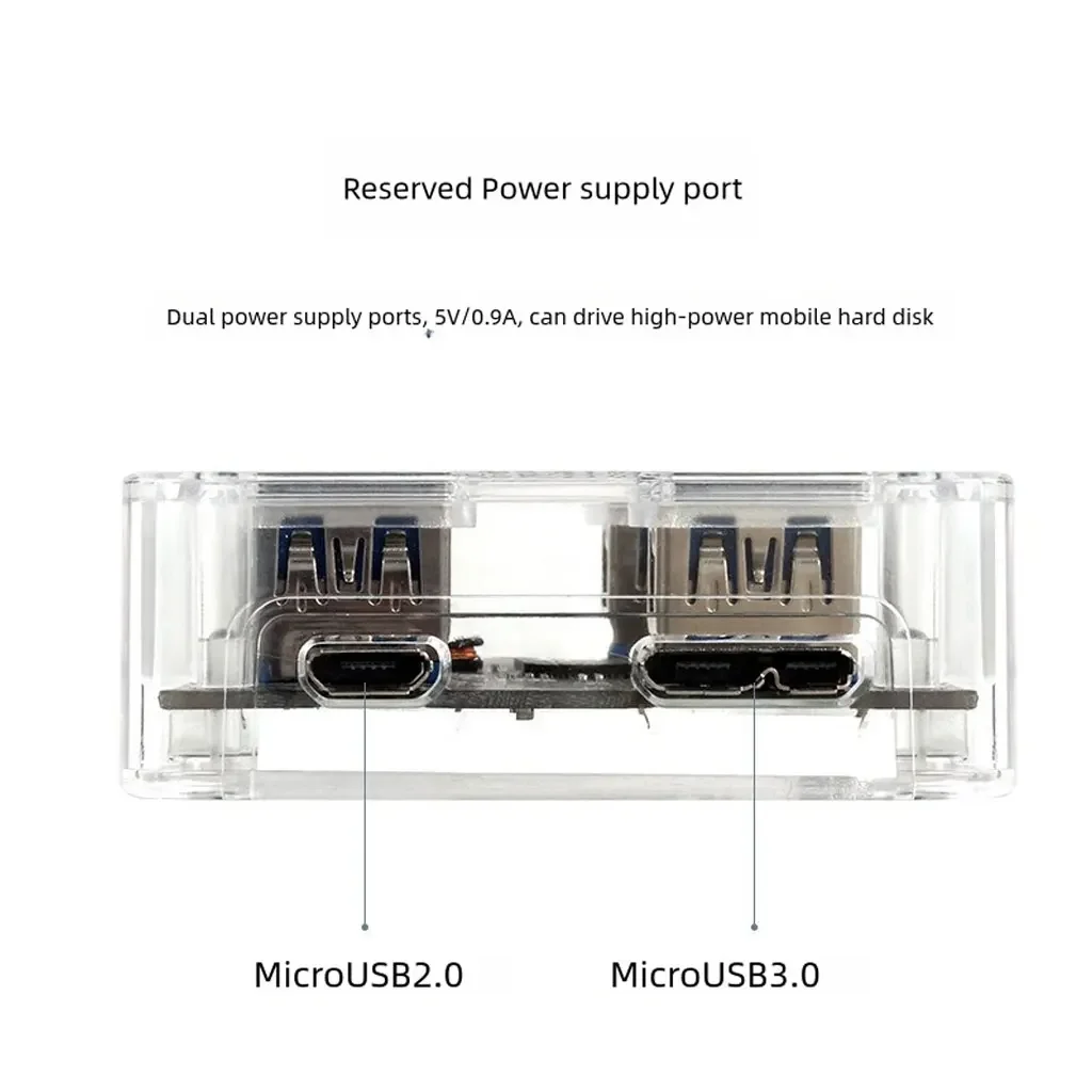 Concentrador de USB-A transparente Hub USB C 3 0, divisor de transmisión de datos USB, carga para teléfono móvil, PC, portátil, Macbook, ordenador y tabletas - imagen 3