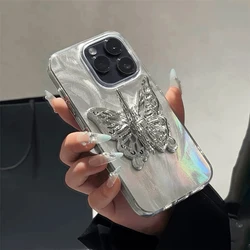 Funda Antigolpes para iPhone con Soporte Mariposa Brillante