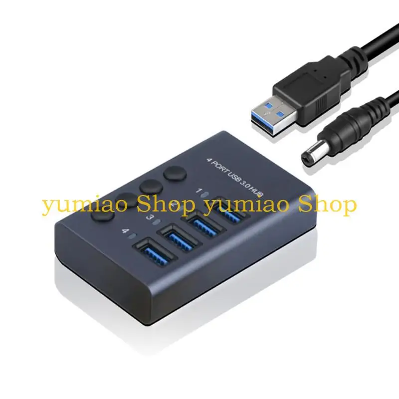Hub USB 587B, divisor concentrador USB3.0 4 puertos 5Gbps con adaptador corriente 36W y cable datos USB3.0 a y - imagen 3