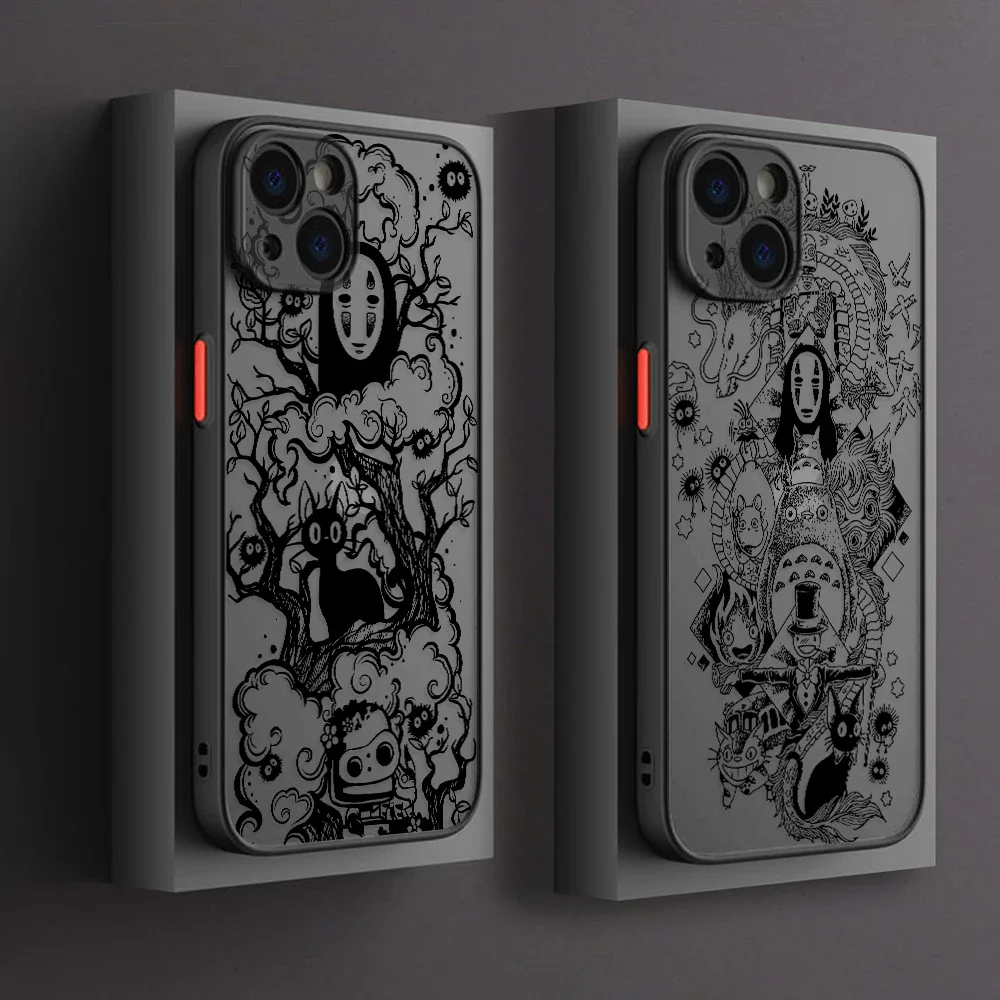 Funda de teléfono sin caras con dibujos animados para hombre, funda dura transparente mate para iPhone 16 15 14 Plus 13 12 Mini 11 Pro Max X Xs XR 7 8 - imagen 2