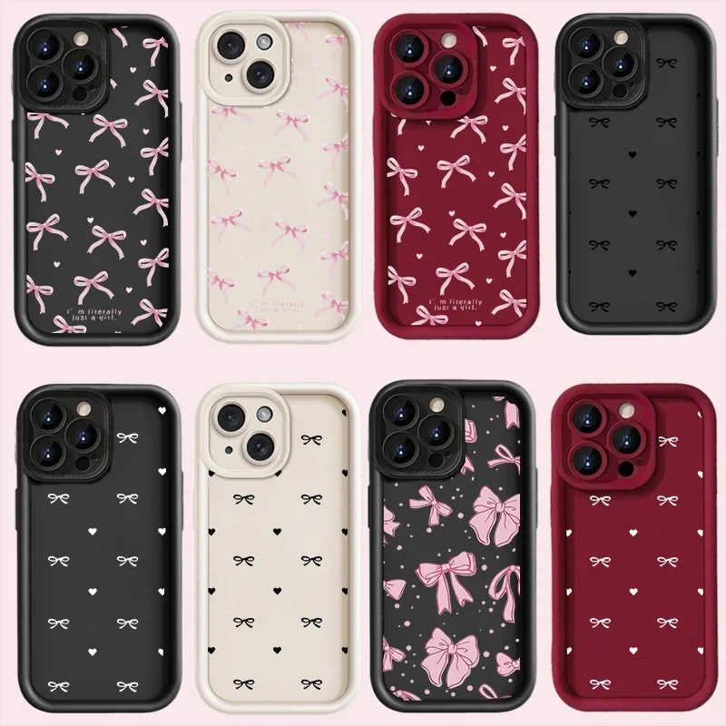 Funda bonita con lazo de corazón rosa para Motorola Moto E14 G54 5G G34 G24 G14 G85 G32 Edge 40 Neo 50 Fusion Pro G52 E32 Funda de silicona Capa