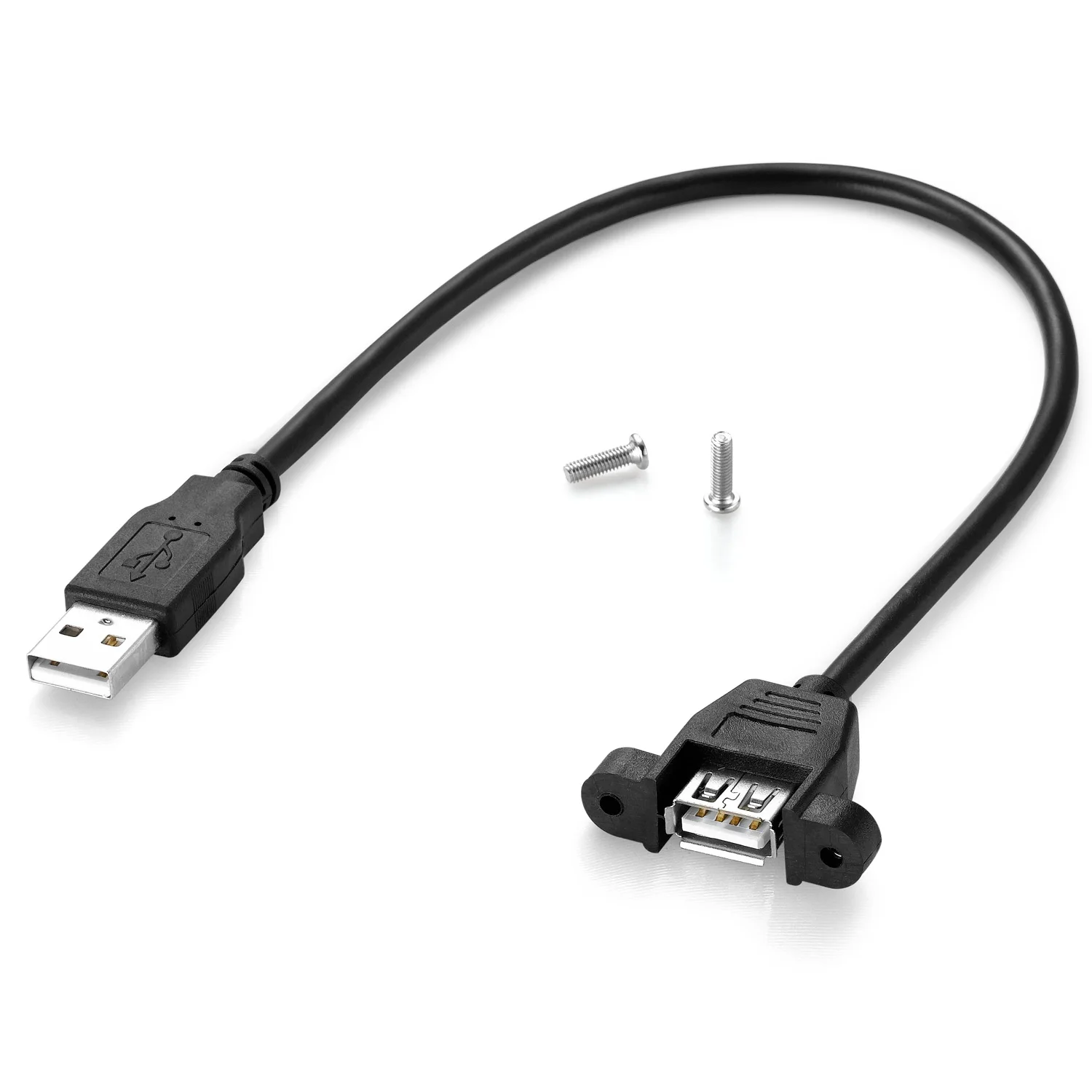 Cable de extensión USB 2,0 macho a hembra con lámina de montaje en Panel de tornillo + blindado trenzado 30cm 50cm 60cm 100cm 150cm 200cm - imagen 2