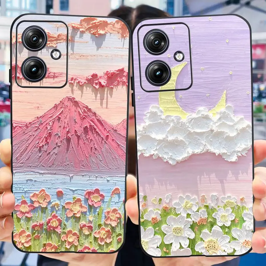 Para Motorola Moto G54 2023 funda de teléfono con estampado bonito para MOTO G54 5G G 54 Motog54 XT2343 funda trasera de TPU suave de silicona negra - imagen 4