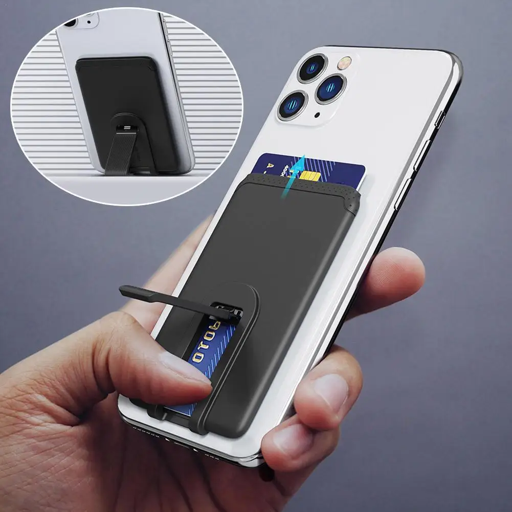 Soporte Universal de silicona para tarjetas de teléfono, funda tipo billetera para IPhone, adhesivo trasero para autobús/identificación, adhesivo para tarjetas bancarias