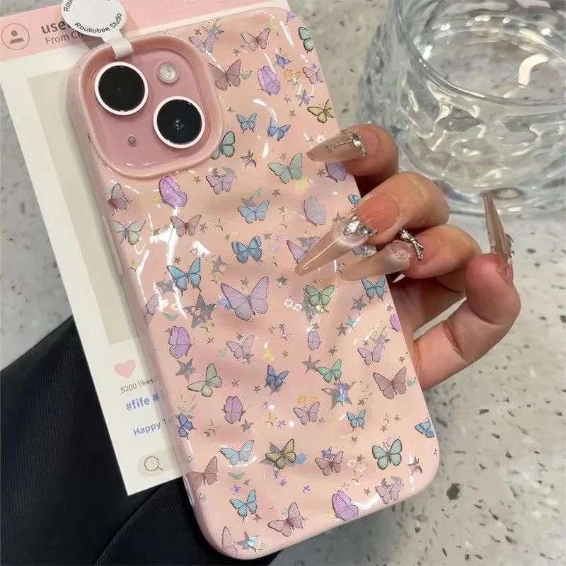 Funda de teléfono para IPhone 17 17 Air 16 15 14 13 12 11 Pro Max, Funda para IPhone 16 15 14 Plus, Funda colorida con mariposa, Funda Bumber - imagen 5