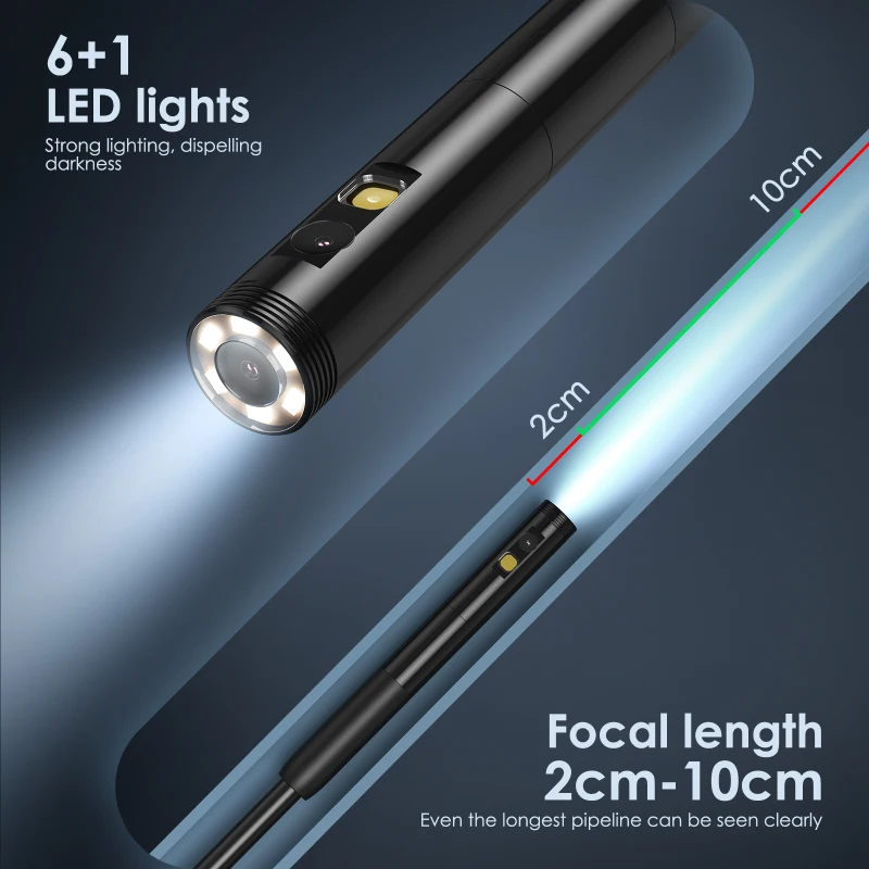 Cámara endoscópica 1920x1440 con luz LED, cámara de inspección impermeable IP67 a Micro, Cable de serpiente de 300cm/118 pulgadas, con 2 luces LED, TYPE-C - imagen 4