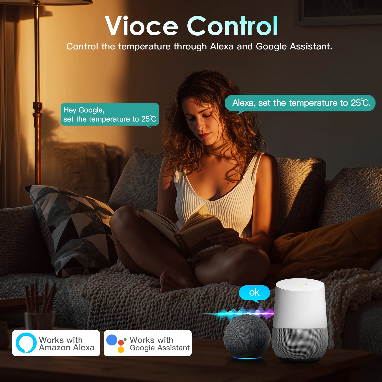 BSEED WIFI calefacción eléctrica caldera de agua termostato inteligente con enchufe compatible con Alexa Google controlador de temperatura marco de plástico - imagen 4