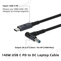 Adaptador USB-C 140W Power Delivery para Portátil HP Envy ProBook EliteBook Pavilion