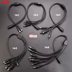 JCD 5,5*2,1mm 1 a 2/3/4/5/6/8 vías Cable divisor de corriente CC 5V 12V Cable conector adaptador de corriente para tira de luces LED cámara CCTV
