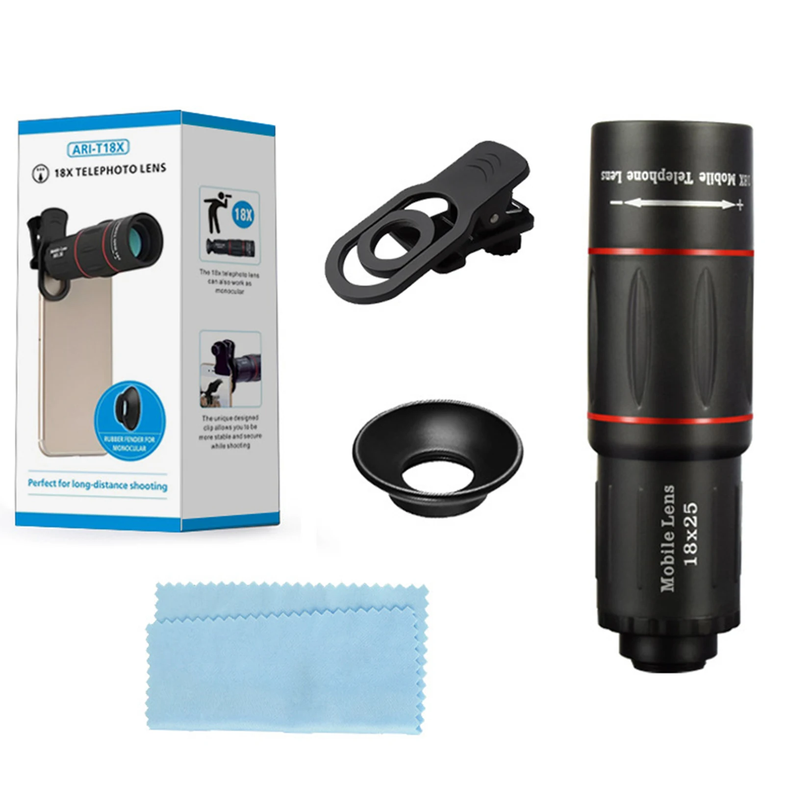 Cámara telescópica Universal 18x, Zoom Monocular, lente óptica HD para teléfono móvil, observación de observación, teleobjetivo 18X para teléfono inteligente - imagen 3